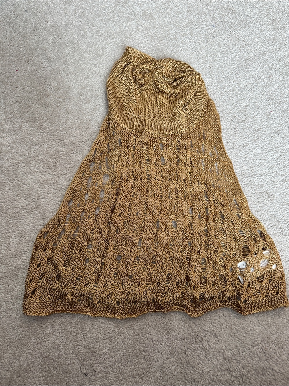 Free People Mustard Crochet Knit Crop Tank